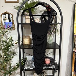 Naked Wardrobe Black see threw mesh Dress bodysuit underneath  size xs